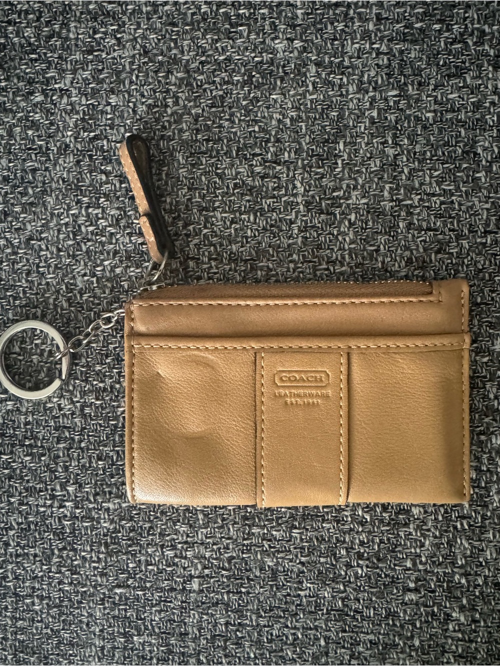 Coach Leather Card Case Keyring in Tan